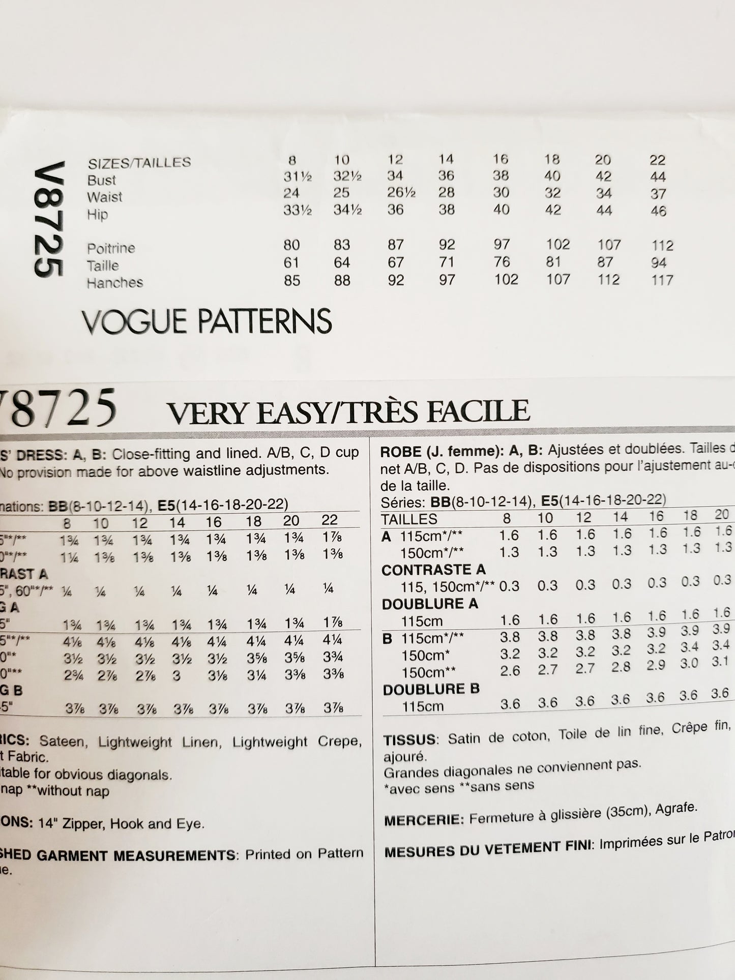 VERY EASY VOGUE Sewing Pattern V8725 Dress with Halter Tie-up Neckline, Size 8-14