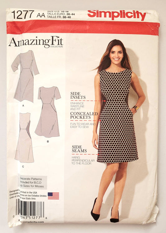 Simplicity Sewing PATTERN 1277 with Amazing Fit dress and sizes 10-18