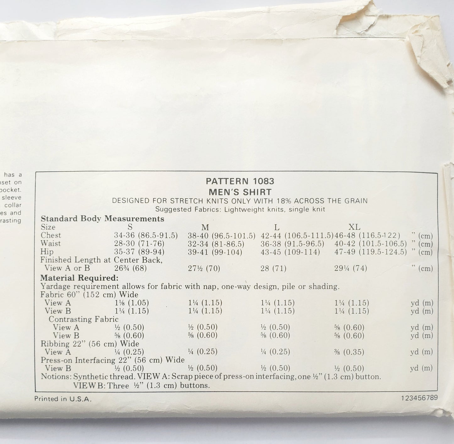KWIK SEW Sewing Pattern 1083, Mens, Shirts, Crew Neckline, Front Pocket, Size S-XL