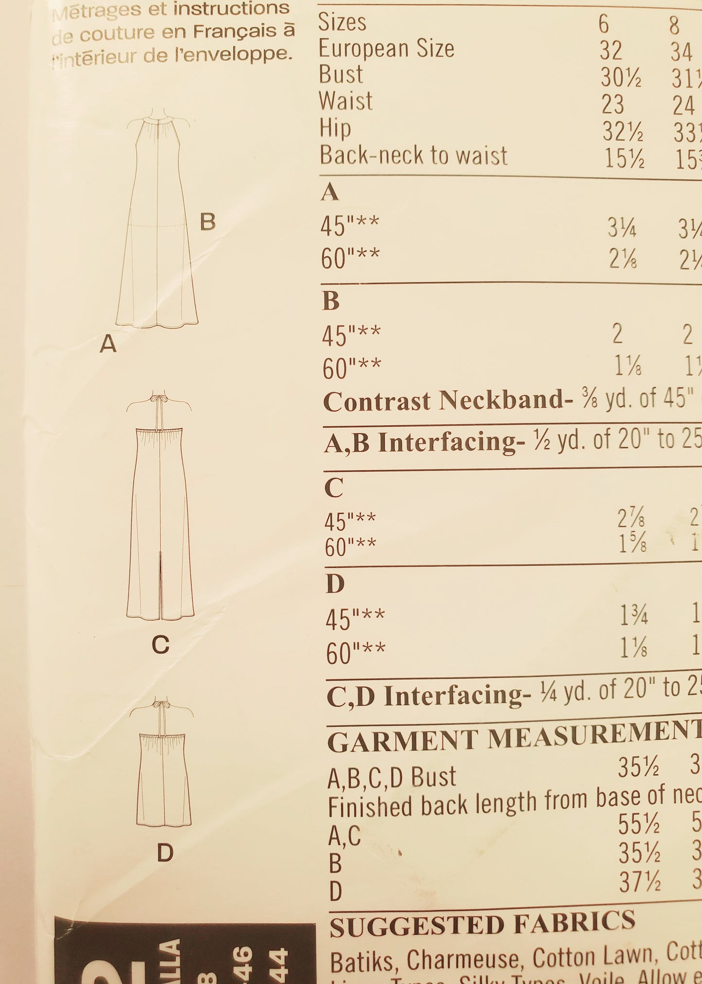 NEW LOOK Sewing Pattern 6372 Halter Neck Dress & Tops Variation - Size 6-18