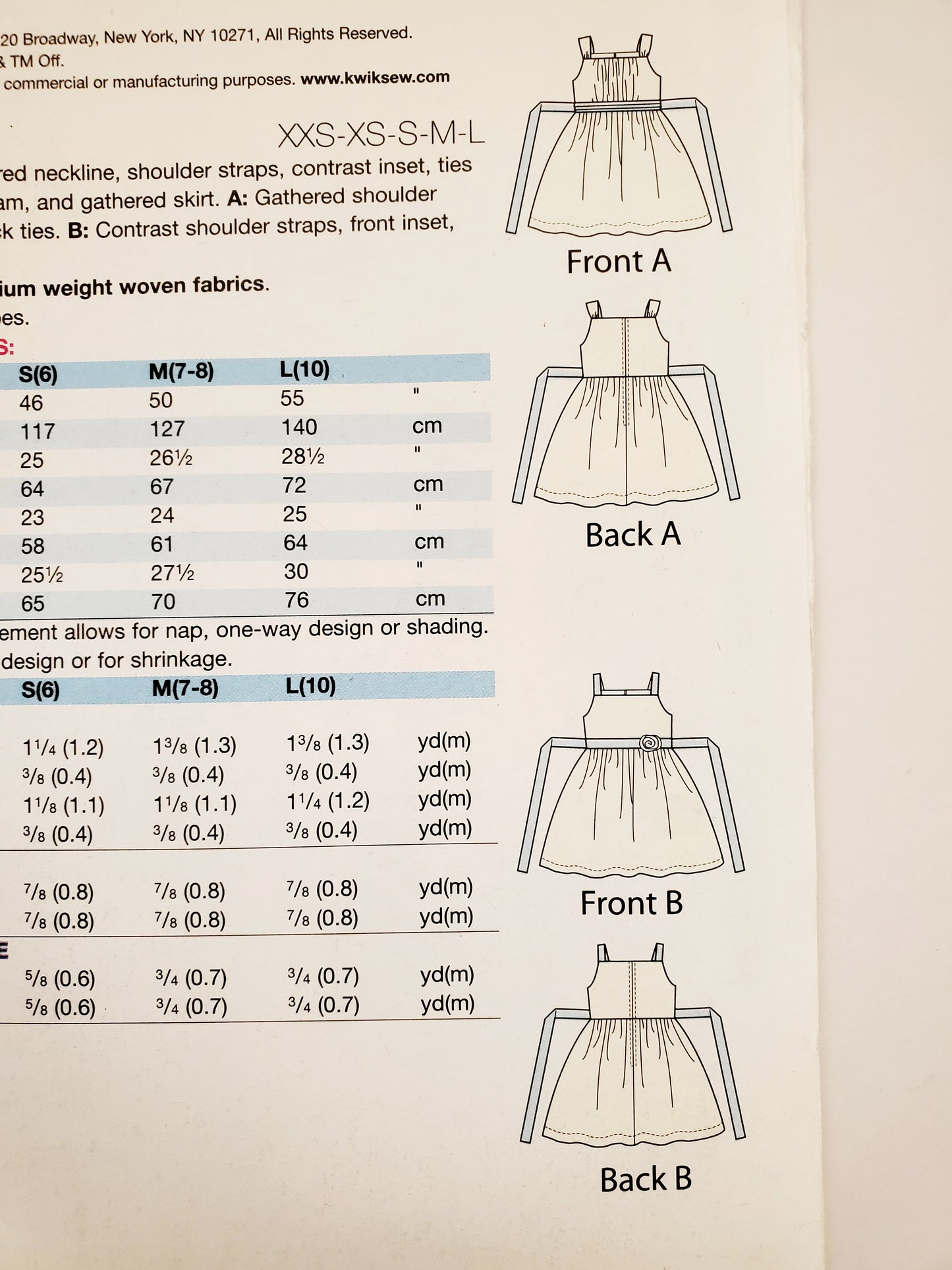 KWIK SEW Sewing Pattern K4038, Girls, Dress, Lined Bodice, Squared Neckline, Gathered Skirt, Size 3-10