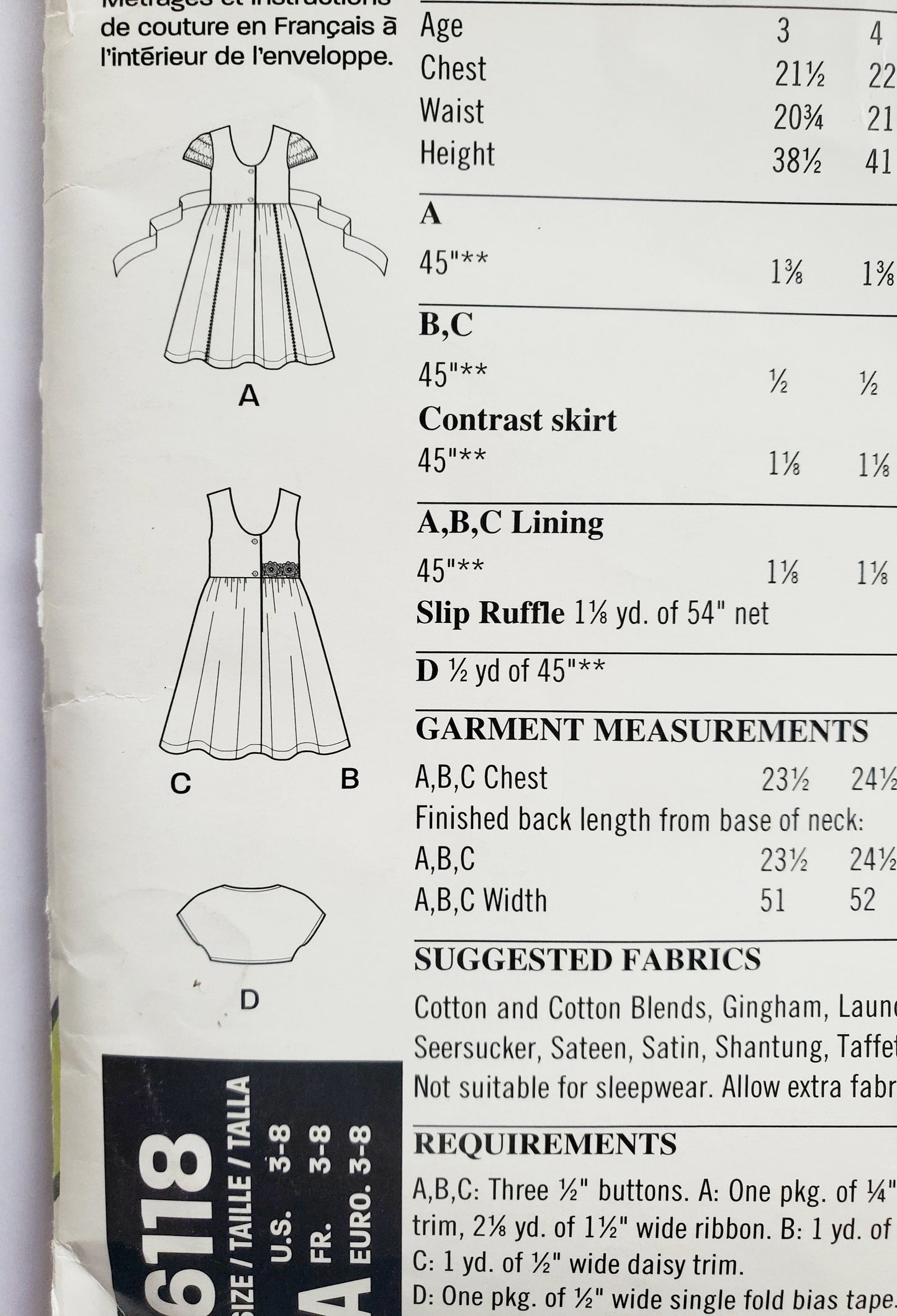 NEW LOOK Sewing Pattern 6118 Girls Kids Dress & Bolero Size 3-8