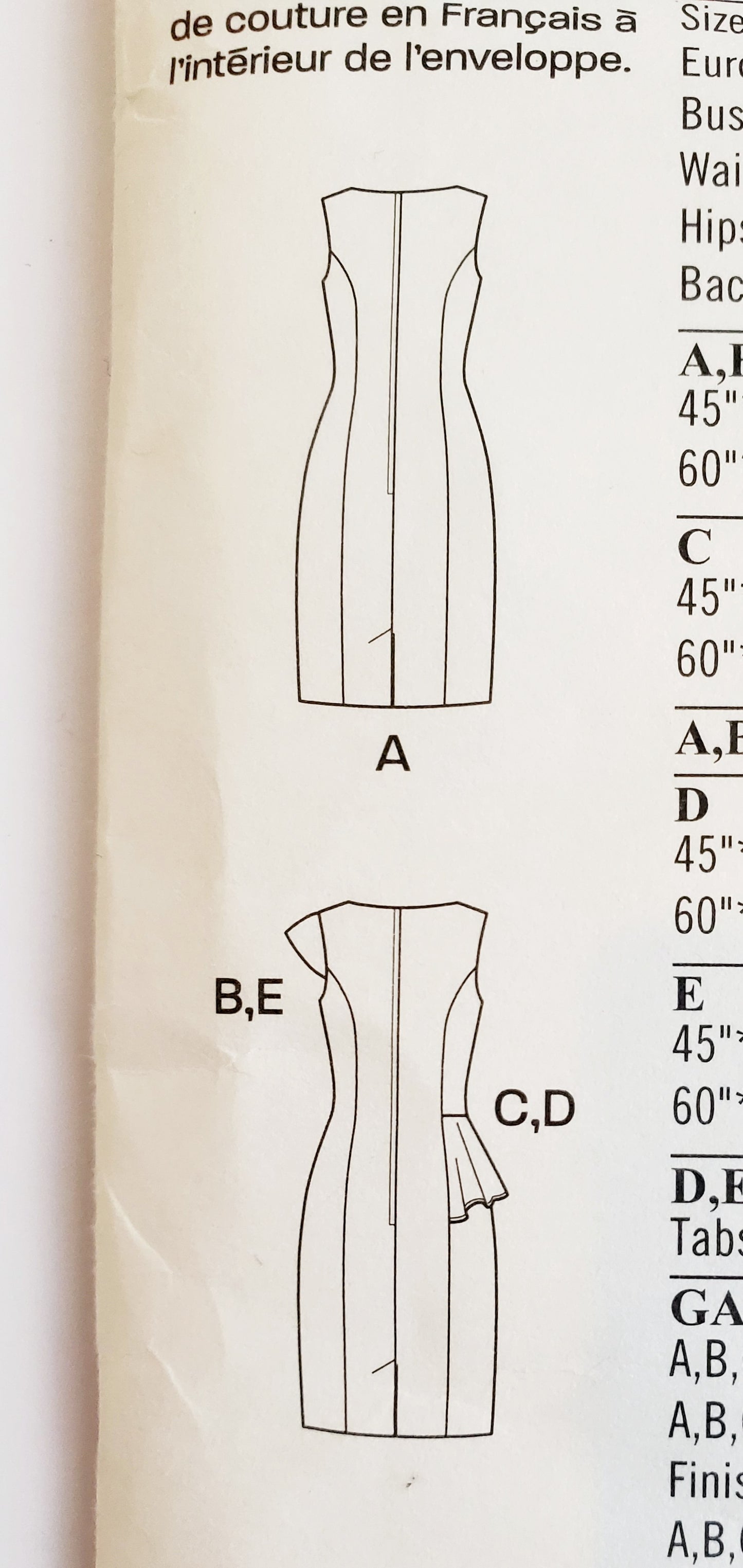NEW LOOK Sewing Pattern K6124 Sleeveless Peplum Pencil Dress. Size 4-16
