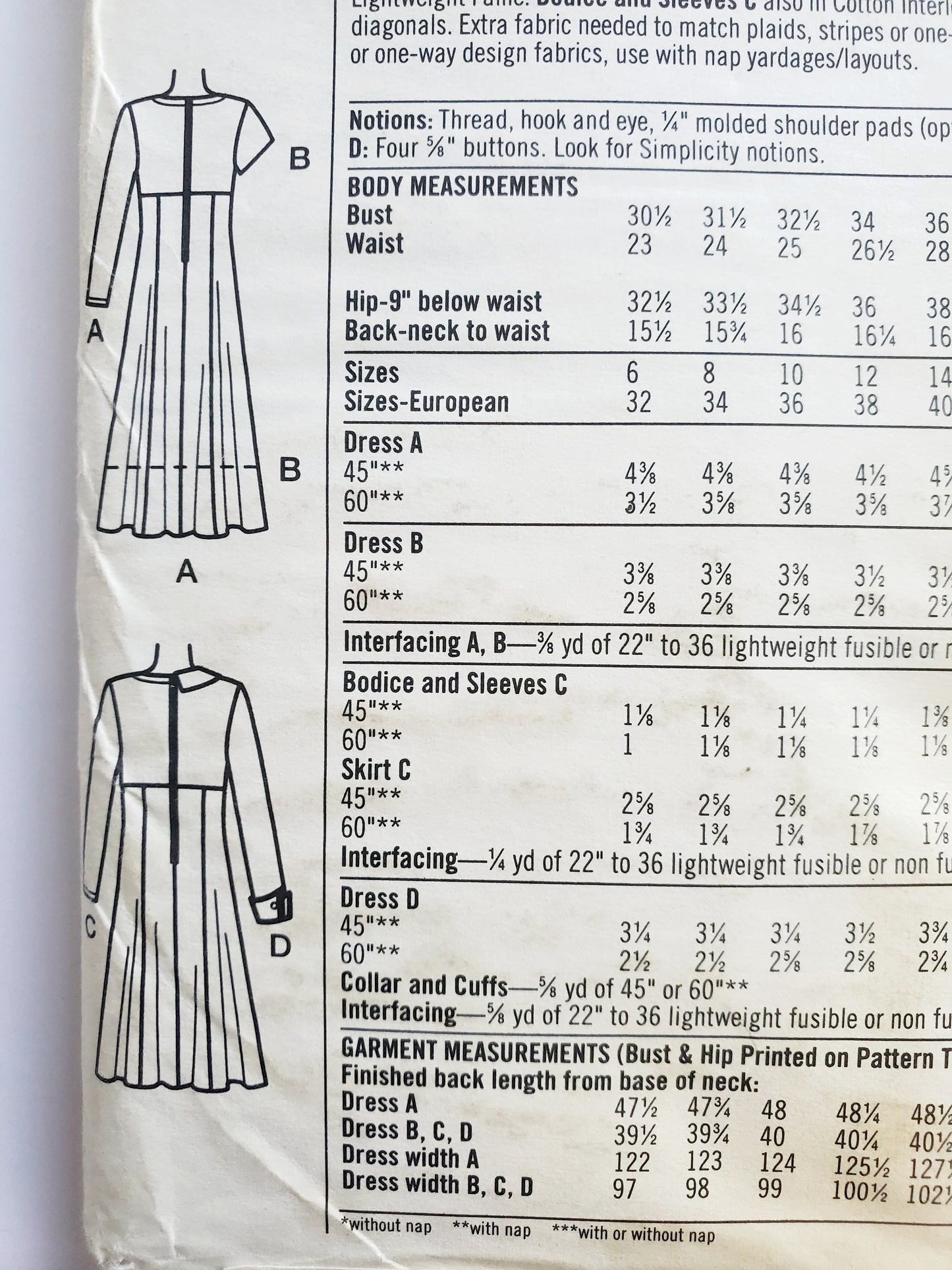 SIMPLICITY Sewing Pattern 9752, 90'S Petite Dress, Flared, Six Gore Skirt, Raised Waistline, Cap Sleeves, Size 6-10