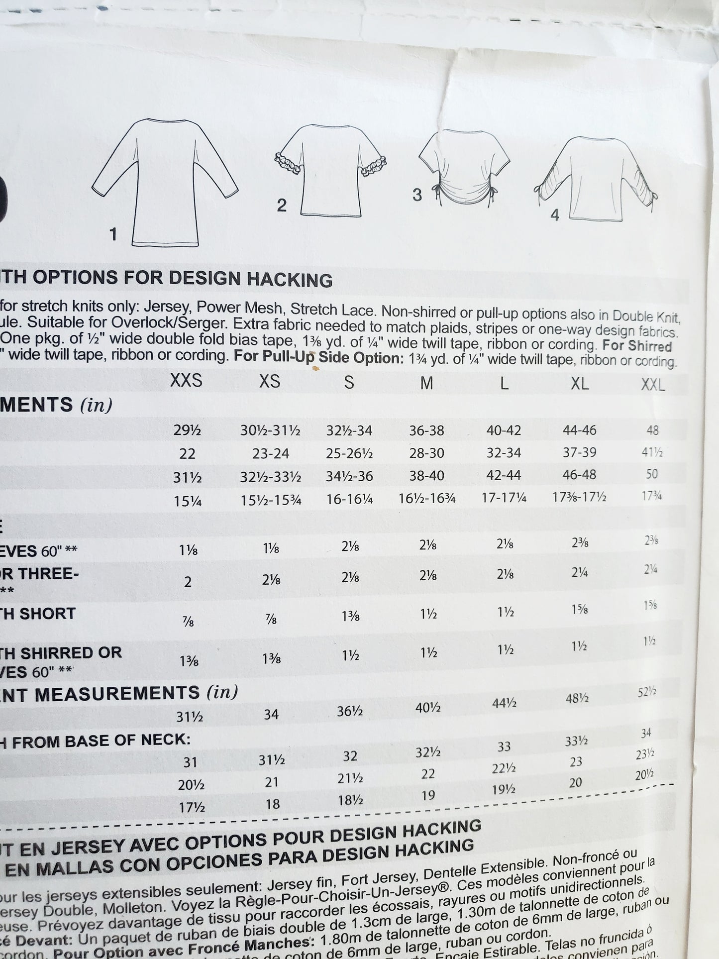 SIMPLICITY Sewing Pattern S8930, Pattern Hacking, Knit Top, Customize, Size XXS-XXL