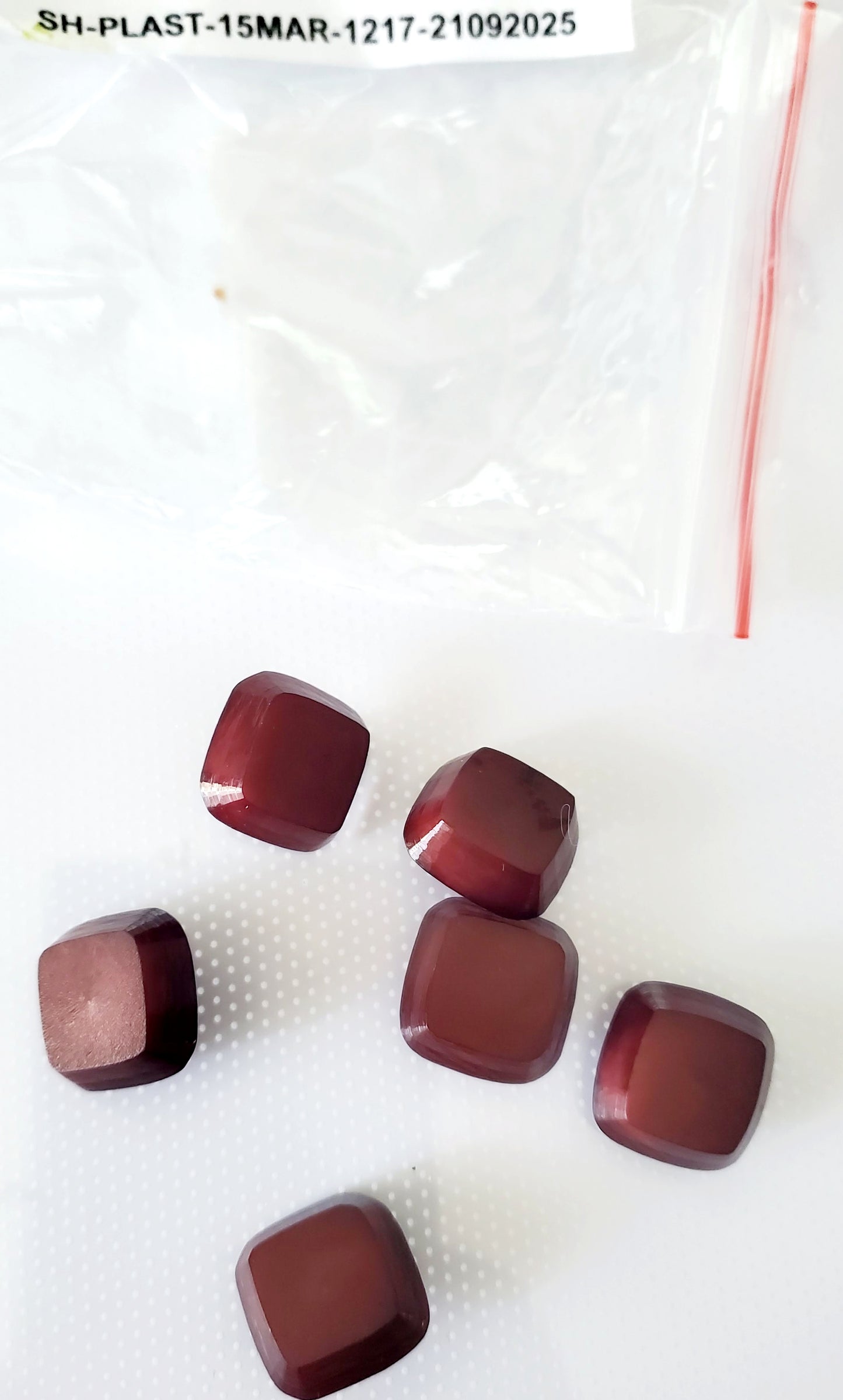 Plum Colour 3D Square Shaped Shank Buttons, Size 1.5cm Size 15mm QTY 6