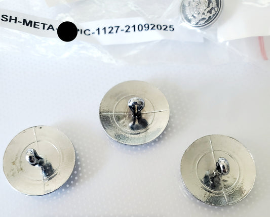 Shank Buttons, Silver Colour, Round, Size 20mm (x3) & 18mm (x1), Metal QTY 4