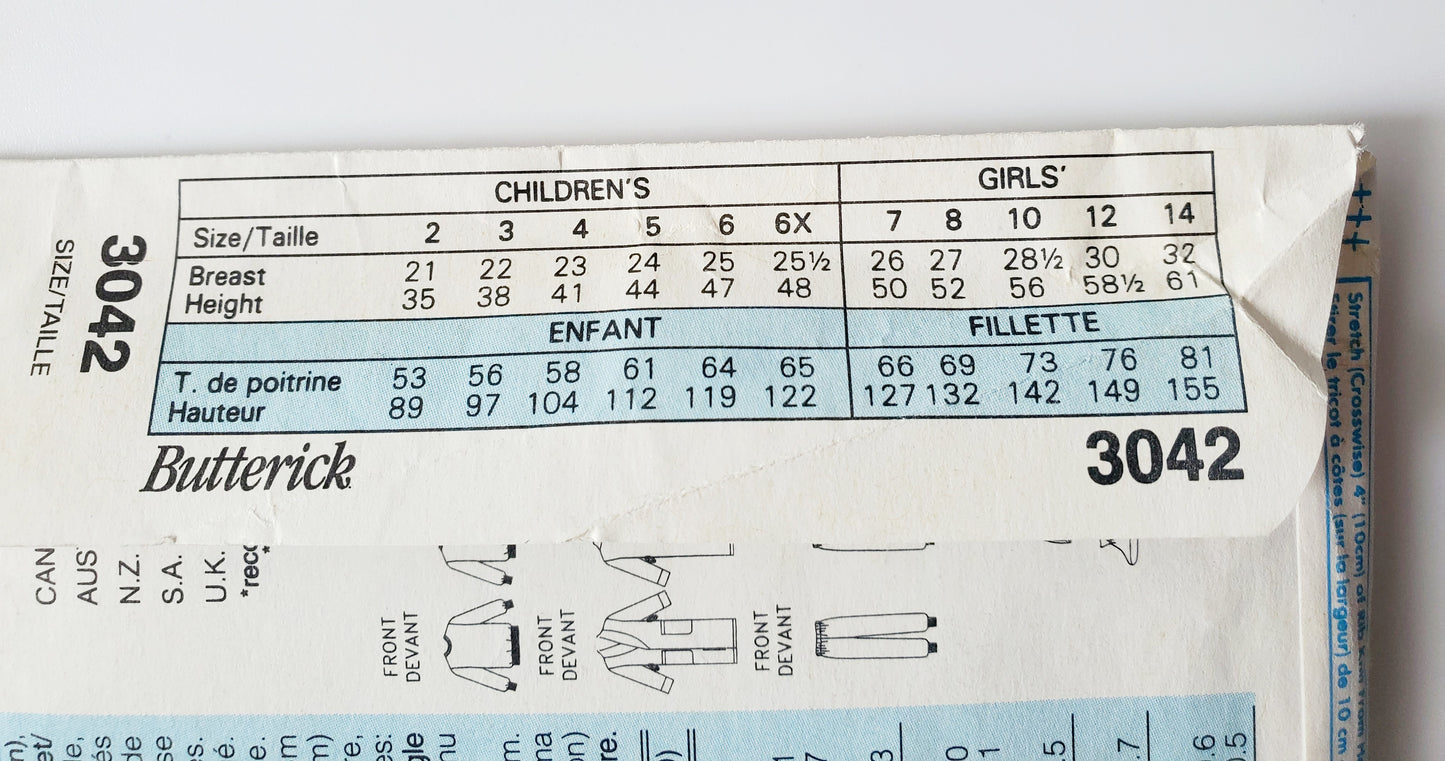 BUTTERICK Sewing Pattern 3042, Kids, Boys, Girls, Unisex, Robe, Pajamas, Hat, Boots, Size 7-10