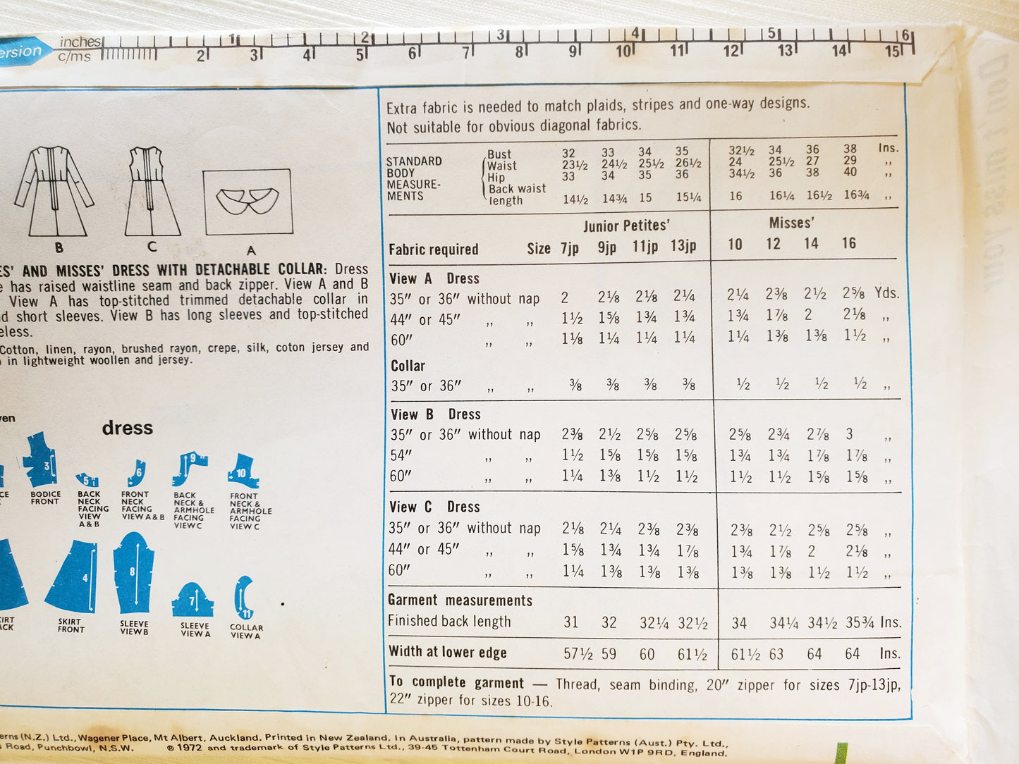 STYLE Sewing Pattern 3593, Dress, Detachable Collar, Skater Dress, Raised Waistline, Size 14