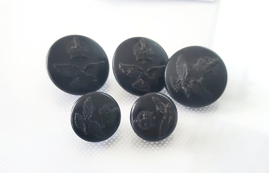 Shank Sewing Buttons, Bakelite, RAAF, Royal Australian Air Force, Vintage, 2.5cm 1.8cm, QTY 5