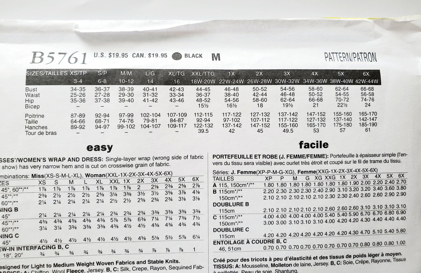 BUTTERICK Sewing Pattern B5761, Womens Wrap Dress Plus Size 18-44