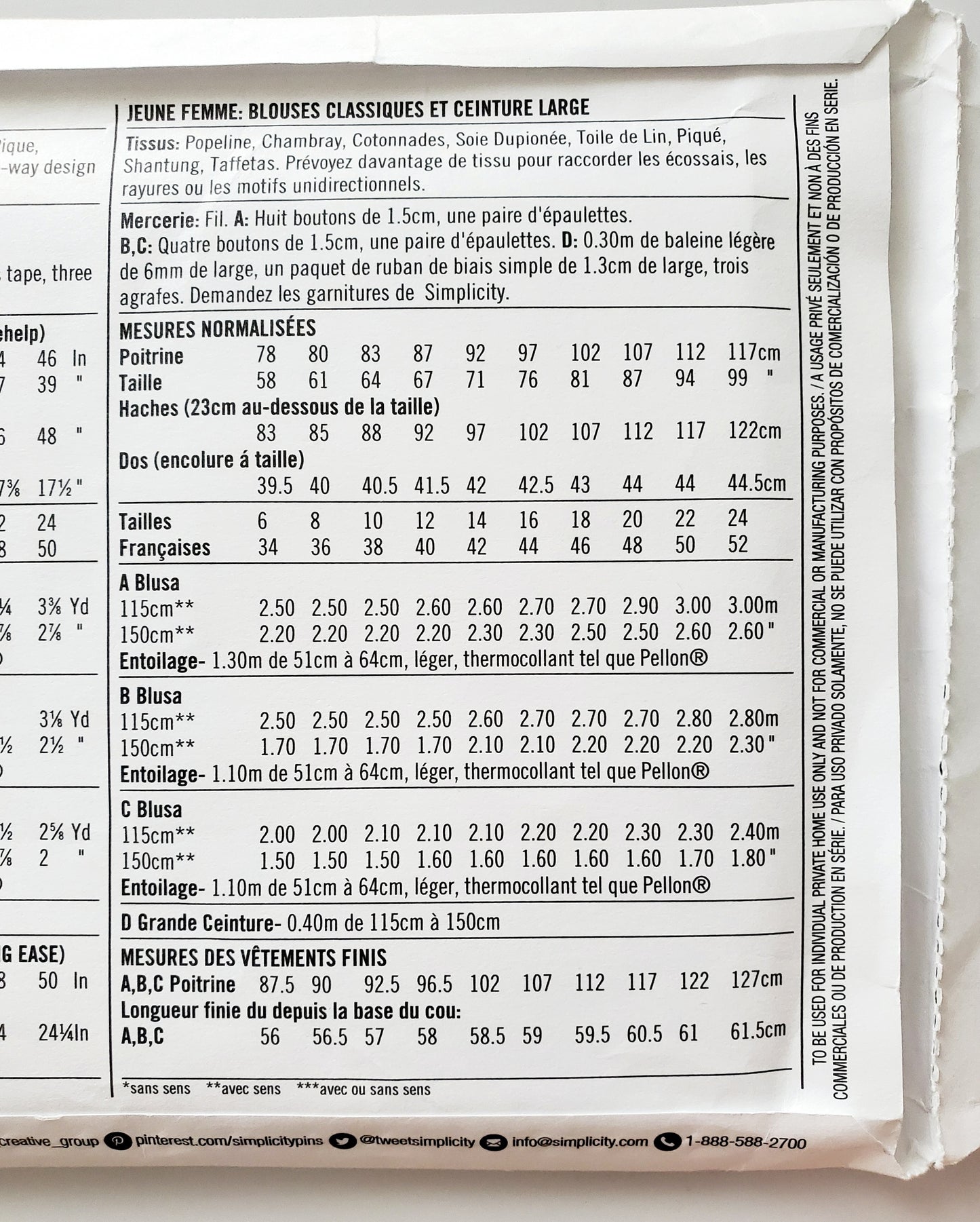 SIMPLICITY Sewing Pattern 8445, Vintage, 50's, Blouse, Cummerbund, Top, Size 16-24