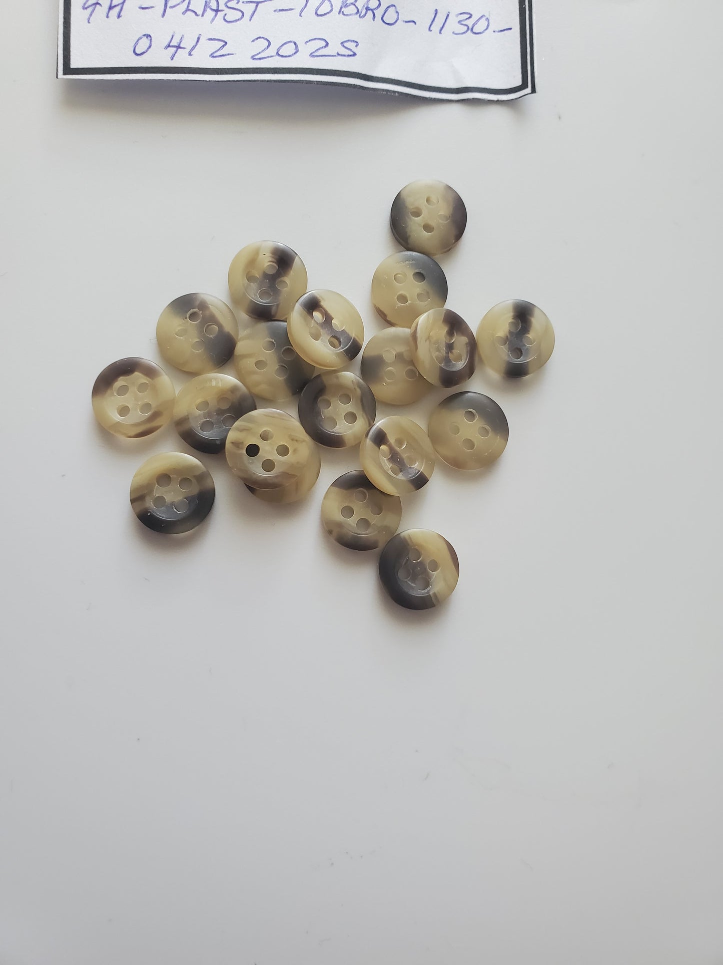 Brown Round 4-Holed Buttons, Size 10mm, 1cm, Plastic QTY 19