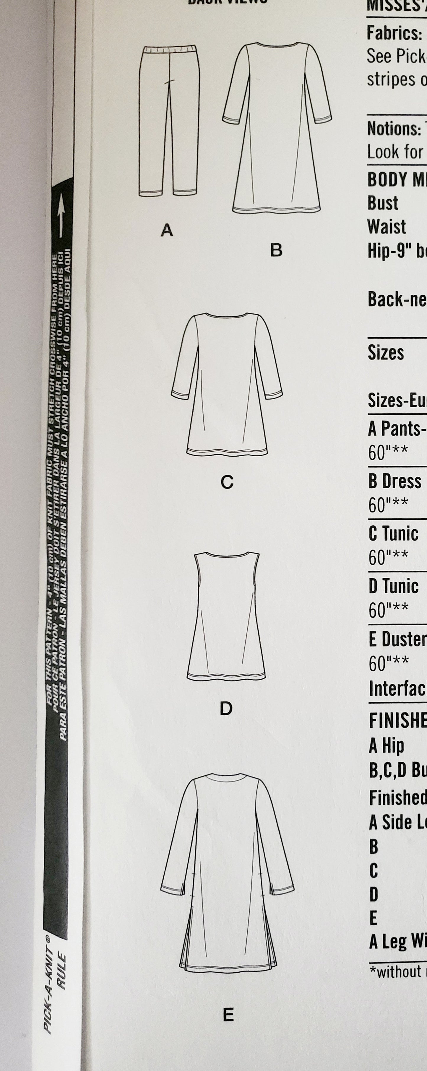 SIMPLICITY Sewing Pattern K8557, Cropped Pants, Dress, Tunic, Duster, Size XXS-XXL, Size 4-26