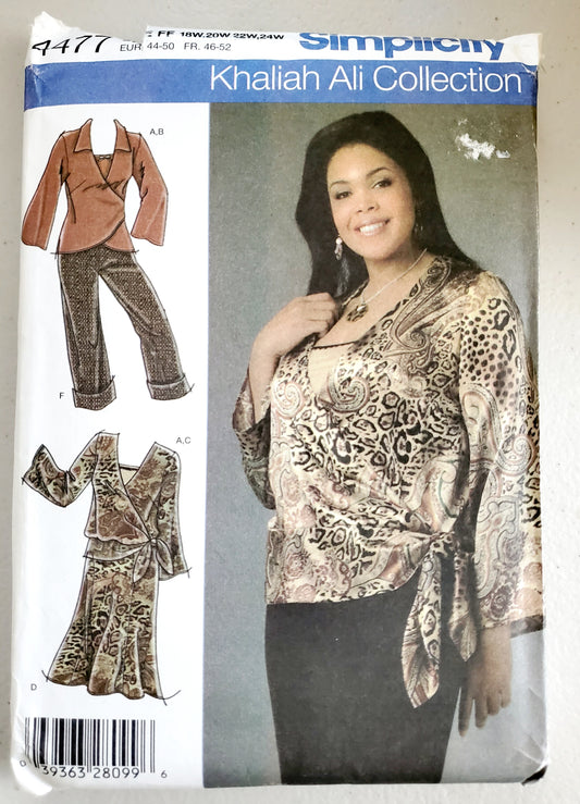SIMPLICITY Sewing Pattern 4477, Pants Skirt, Wrap Tops, Knit Camisole Plus Size 18-24