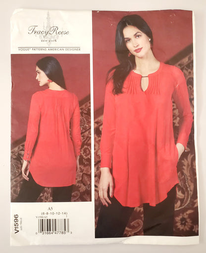 VOGUE PATTERNS, Sewing Pattern V1596, TRACY REESE, NEW YORK, AMERICAN DESIGNER, Tunic, Top, Size 6-14