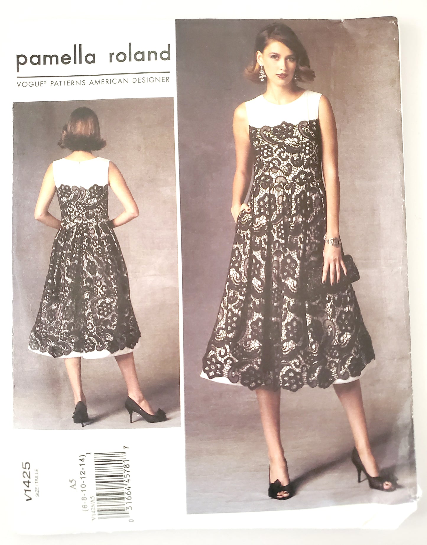 VOGUE PATTERNS, Sewing Pattern V1425, PAMELLA ROLAND, AMERICAN DESIGNER, Dress, Size 6-14