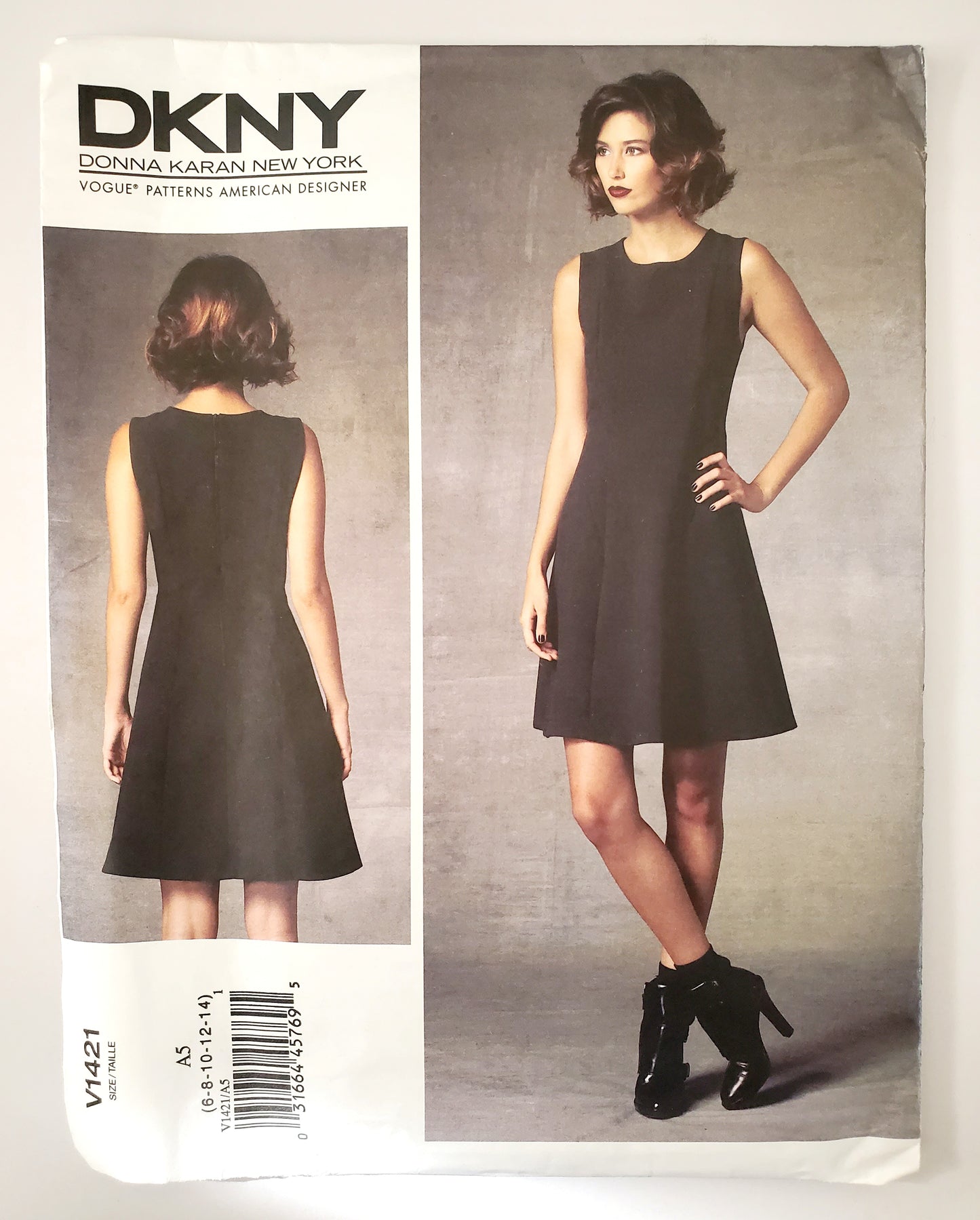 VOGUE PATTERNS, Sewing Pattern V1421, DKNY, DONNA KARAN, NEW YORK, AMERICAN DESIGNER, Dress, Dress with Seam Detail, Size 6-14