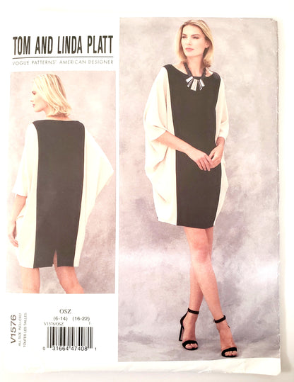 VOGUE PATTERNS, Sewing Pattern V1576, TOM & LINDA PLATT, American Designer, Dress, Loose Fitting Dress, Size 6-22