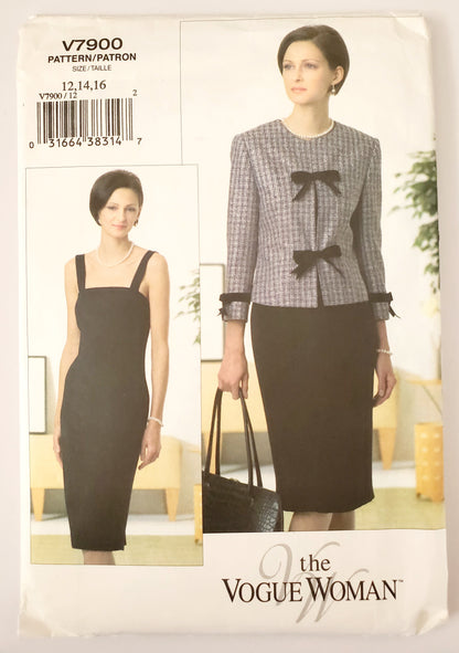 VOGUE Sewing Pattern V7900 Jacket, Dress, The Vogue Woman, Size 12-16