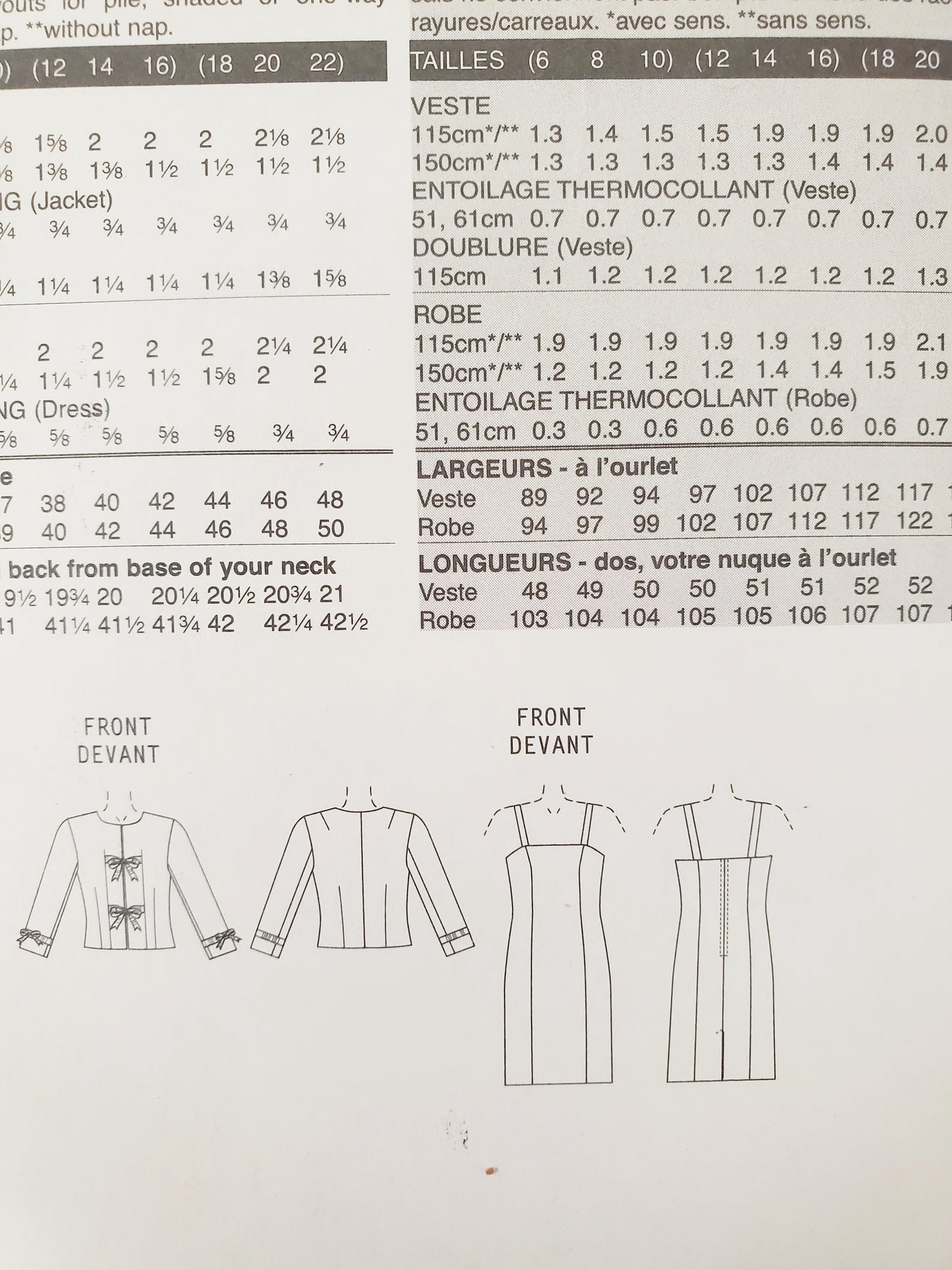 VOGUE Sewing Pattern V7900 Jacket, Dress, The Vogue Woman, Size 12-16