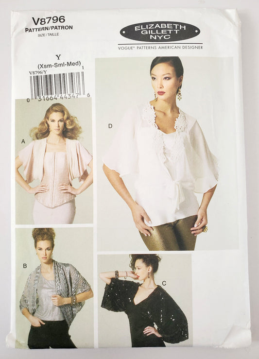 VOGUE Sewing Pattern V8796, AMERICAN DESIGNER, Elizabeth Gillett NYC, Jacket Size 4-14
