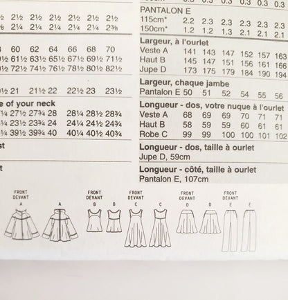 VOGUE Sewing Pattern V8524, Jacket, Top, Dress, Skirt, Pants, Size 8-16