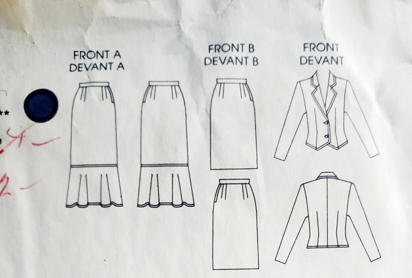 VERY EASY VERY VOGUE Sewing Pattern 9756 Fitted Unlined Jacket, Straight Skirt, Size 6-10