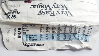 VERY EASY VERY VOGUE Sewing Pattern 9756 Fitted Unlined Jacket, Straight Skirt, Size 6-10