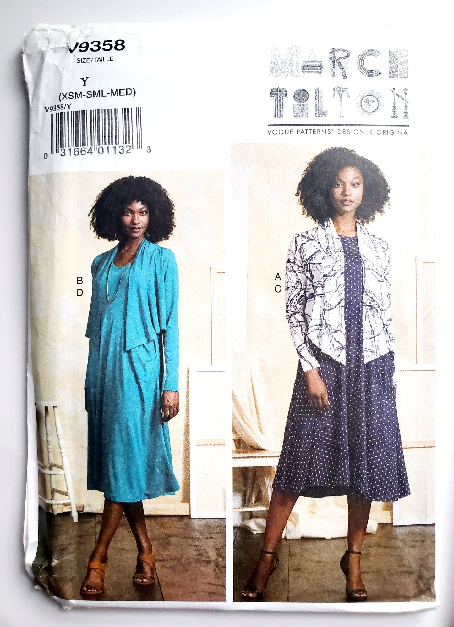 VOGUE Sewing Pattern V9358, Shrug & Dress, Size XSM-MED, Size 4-14