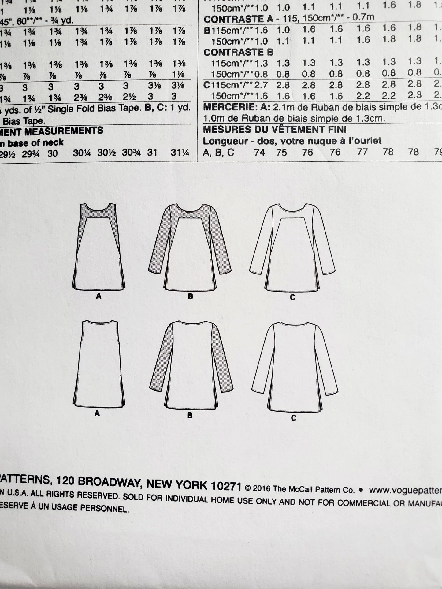 VERY EASY VOGUE Sewing Pattern V9225, Semi-Fitted Tunics, Shaped Tunics, Size 6-14