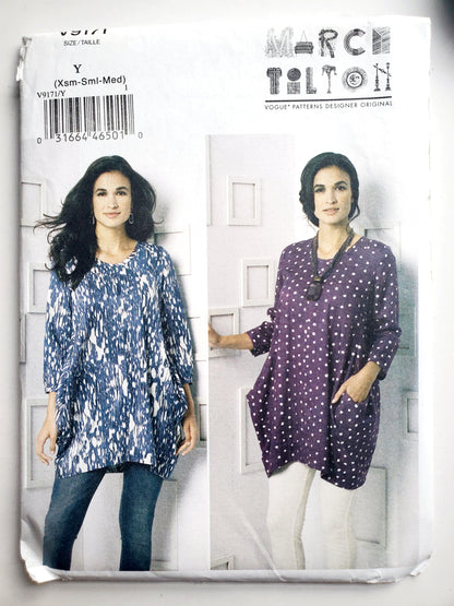 VOGUE Sewing Pattern V9171, Tunics, Marcy Tilton, Designer Original, Size 4-14