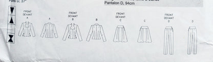 VERY EASY VOGUE Sewing Pattern V8205, Unlined Jacket, Skirt, Pants, Size 14-20