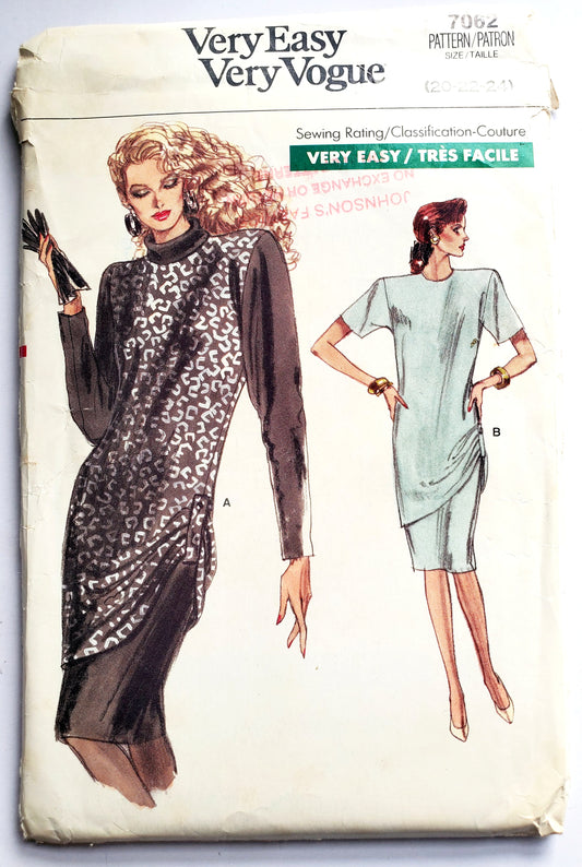 VERY EASY VERY VOGUE Sewing Pattern 7062 Tunic & Skirt, Size 20-24