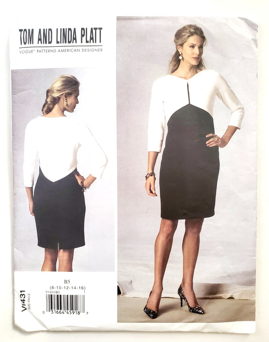 VOGUE PATTERNS, Sewing Pattern V1431, TOM & LINDA PLATT, American Designer, Dress, Size 8-16