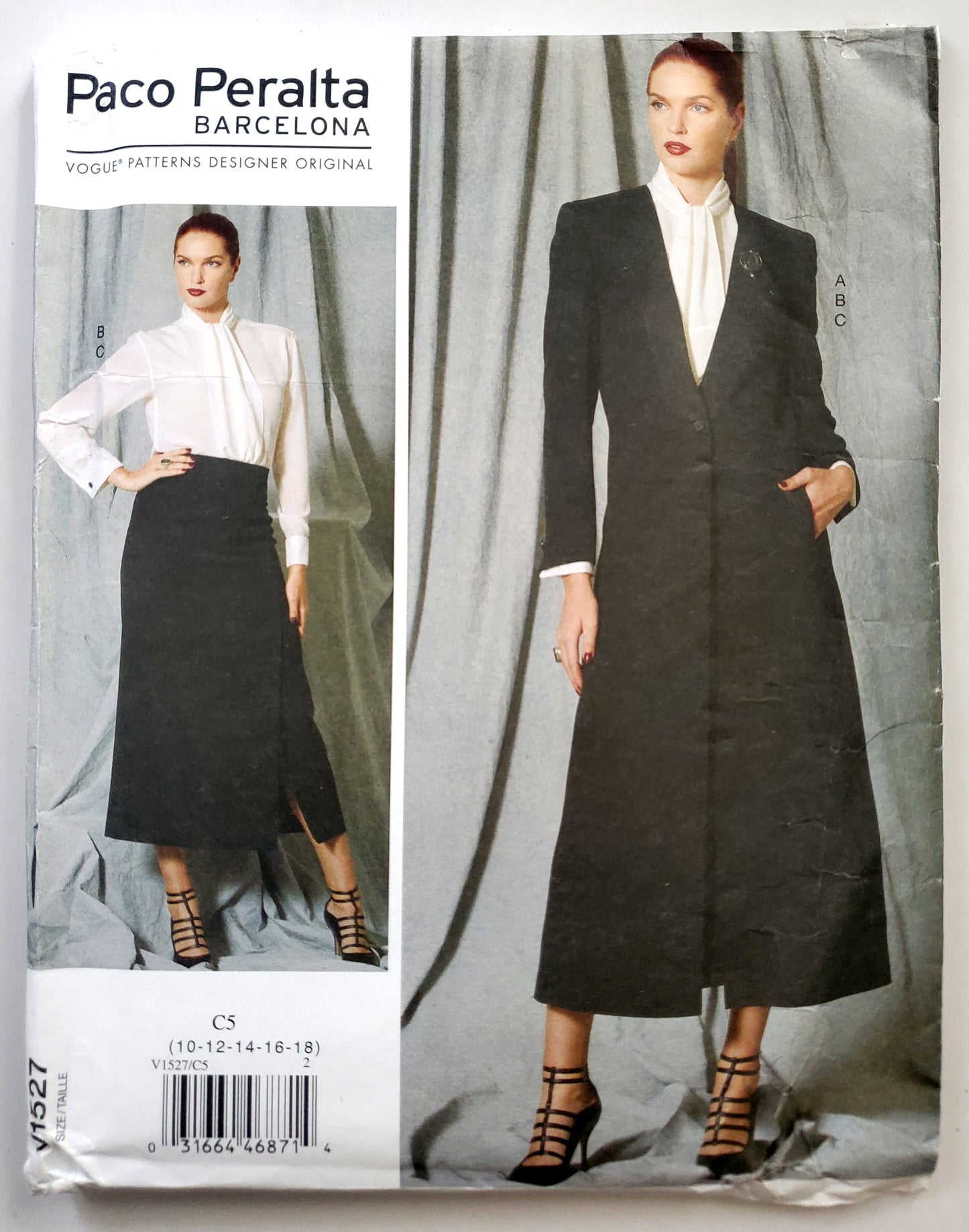 VOGUE PATTERNS, Sewing Pattern V1527, PACO PERALTA BARCELONA, DESIGNER ORIGINAL, Jacket, Blouse, Skirt, Size 10-18