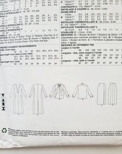 VOGUE PATTERNS, Sewing Pattern V1527, PACO PERALTA BARCELONA, DESIGNER ORIGINAL, Jacket, Blouse, Skirt, Size 10-18