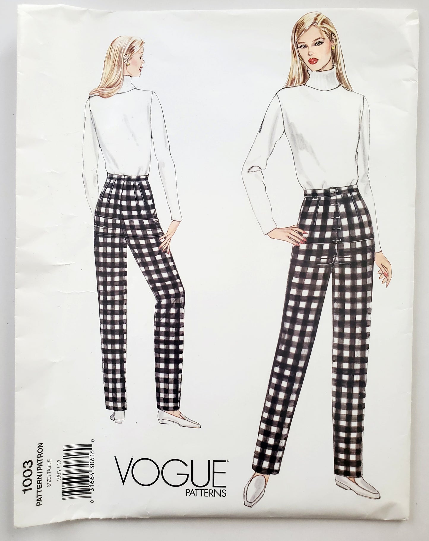 VOGUE Sewing Pattern 1003 Misses Fitting Shell for Tapered Pants Size 12