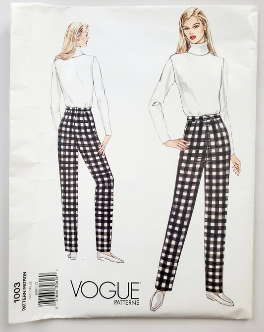 VOGUE Sewing Pattern 1003 Misses Fitting Shell for Tapered Pants Size 12