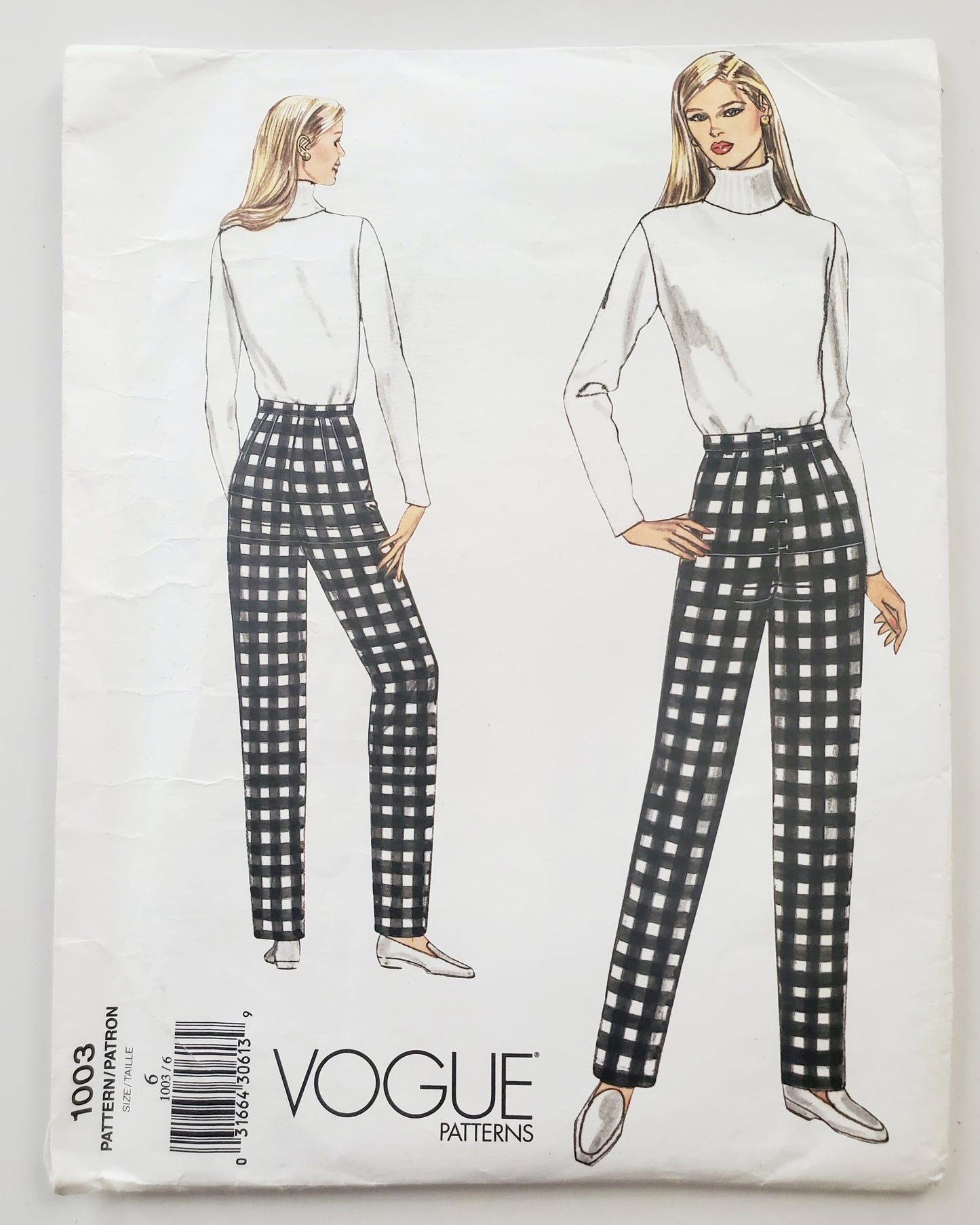 VOGUE Sewing Pattern 1003 Misses Fitting Shell for Tapered Pants Size 6