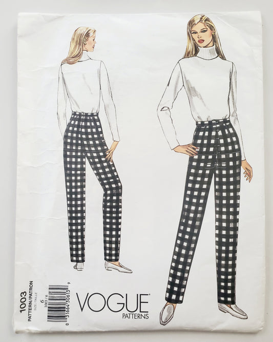 VOGUE Sewing Pattern 1003 Misses Fitting Shell for Tapered Pants Size 6