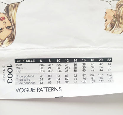 VOGUE Sewing Pattern 1003 Misses Fitting Shell for Tapered Pants Size 6