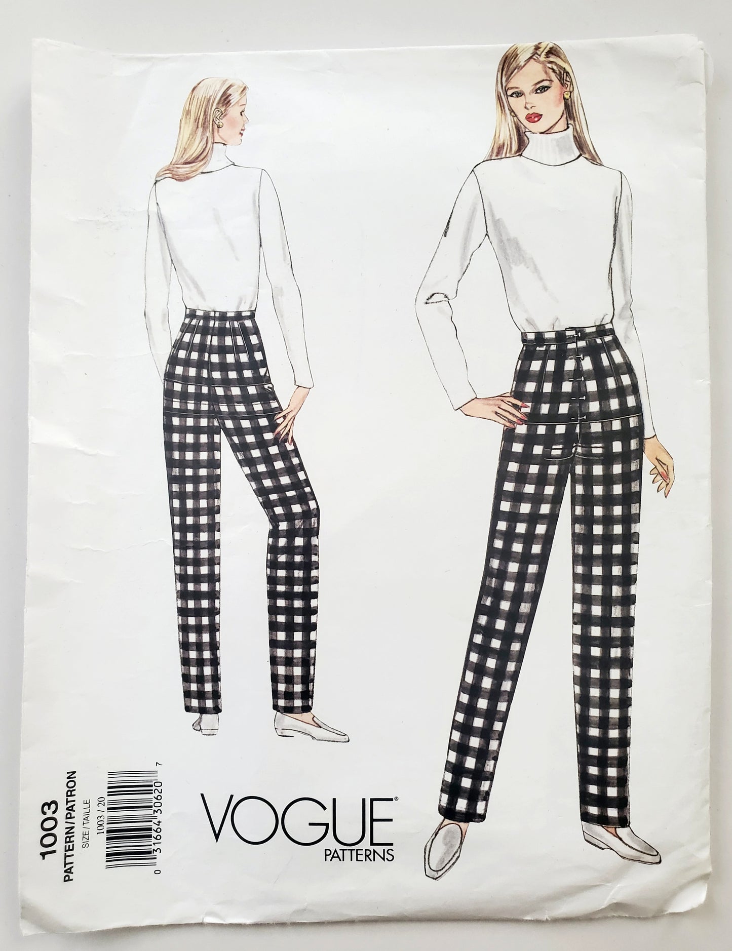 VOGUE Sewing Pattern 1003 Misses Fitting Shell for Tapered Pants Size 20