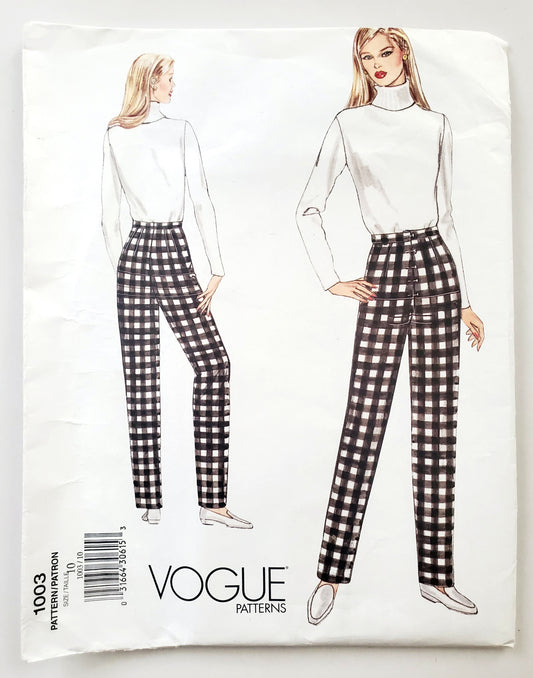 VOGUE Sewing Pattern 1003 Misses Fitting Shell for Tapered Pants Size 10