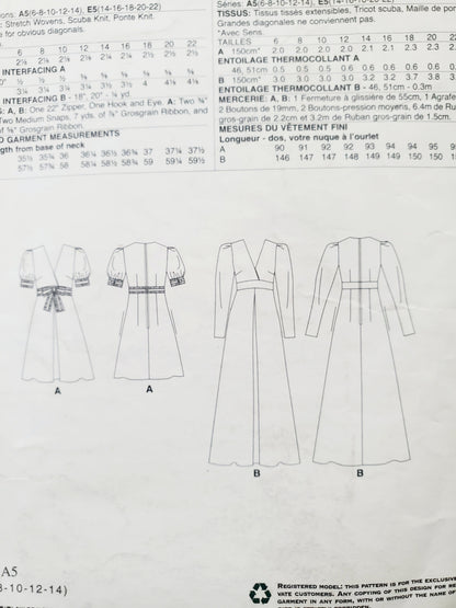 VOGUE PATTERNS, Sewing Pattern V1654, Dress, Special Occasion Dress, Size 6-14