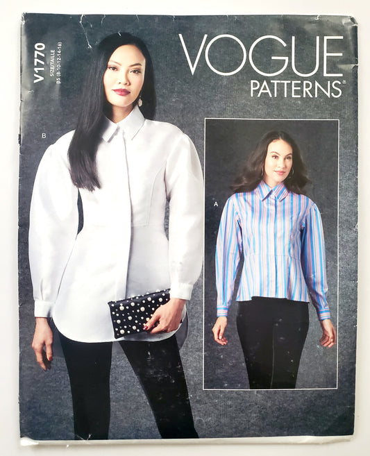 VOGUE PATTERNS, Sewing Pattern V1770, Shirt, Close Fitting Shirt, Length Variations, Size 8-16
