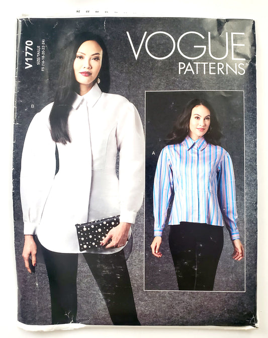 VOGUE PATTERNS, Sewing Pattern V1770, Shirt, Close Fitting Shirt, Length Variations, Size 16-24