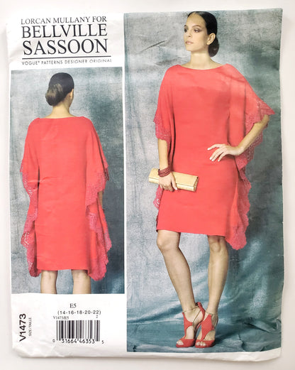 VOGUE PATTERNS, Sewing Pattern 9756, LORCAN MULLANY FOR BELLVILLE SASSOON, DESIGNER ORIGINAL, Dress, Dress with Trim, Size 14-22
