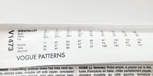 VOGUE PATTERNS, Sewing Pattern 9756, LORCAN MULLANY FOR BELLVILLE SASSOON, DESIGNER ORIGINAL, Dress, Dress with Trim, Size 14-22
