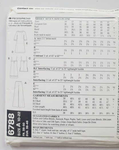 NEW LOOK Sewing Pattern 6788 Buttoned Tops, Long Jacket, Dress, Top, Pants - Size 10-22
